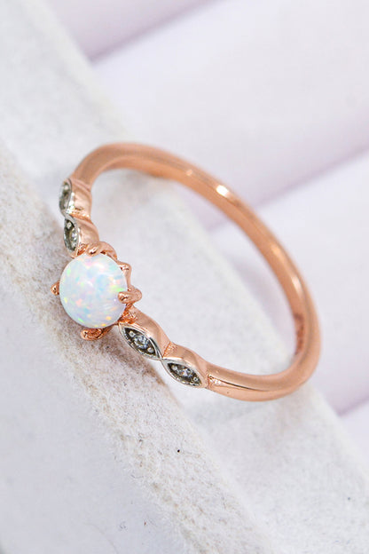 Opal Contrast Platinum-Plated Ring-Teresa&#39;s Fashionista LLC