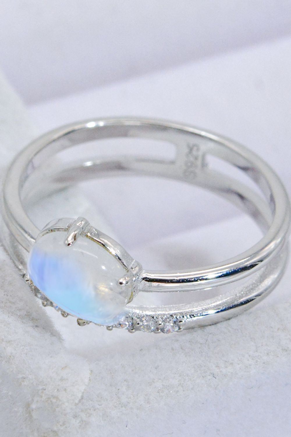 Natural Moonstone and Zircon Double-Layered Ring-Teresa&#39;s Fashionista LLC