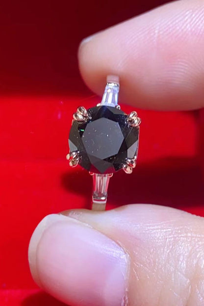 2 Carat Black Moissanite Platinum-Plated Ring-Teresa&#39;s Fashionista LLC