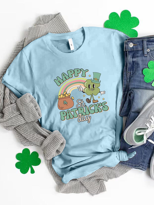 HAPPY ST PATRICK'S DAY Round Neck T-Shirt-Teresa&#39;s Fashionista LLC