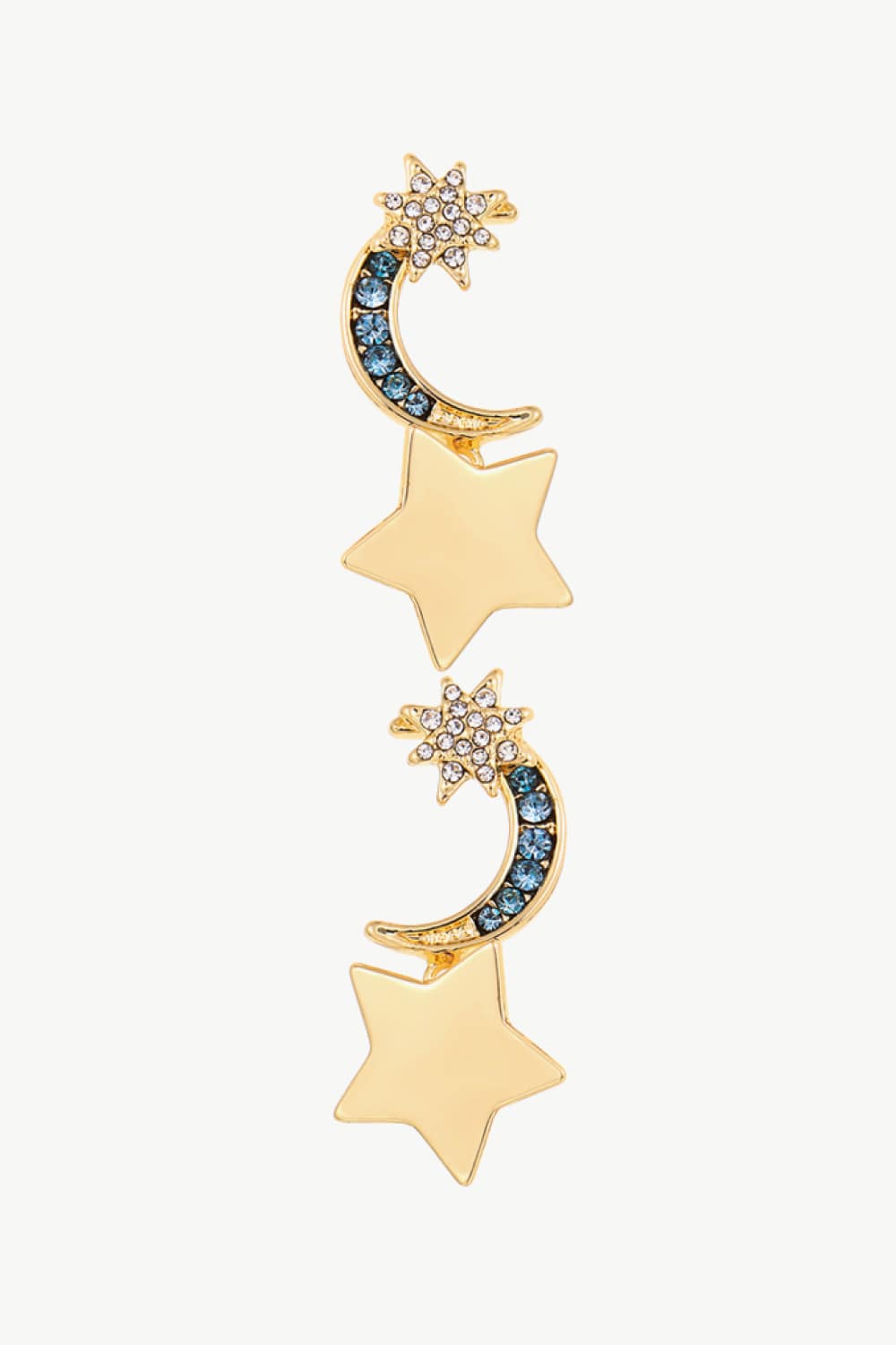 Lasting Wish Inlaid Rhinestone Star and Moon Drop Earrings-Teresa&#39;s Fashionista LLC