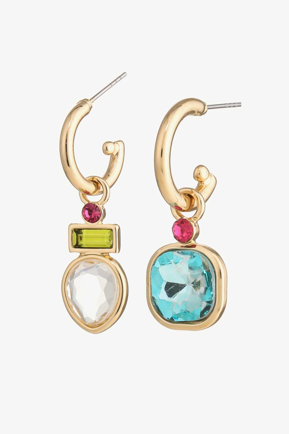 Crystal C-Hoop Drop Earrings-Teresa&#39;s Fashionista LLC