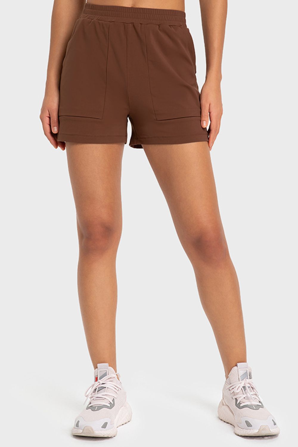 Elastic Waist Sports Shorts with Pockets-Teresa&#39;s Fashionista LLC