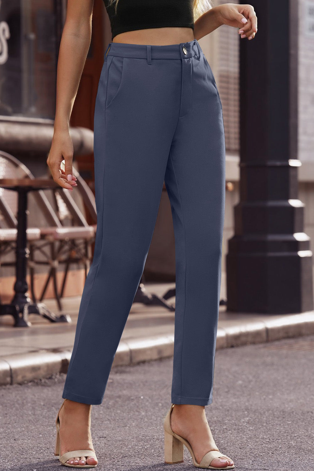 Ankle-Length Straight Leg Pants with Pockets-Teresa&#39;s Fashionista LLC