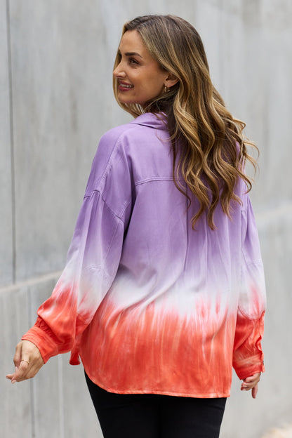 White Birch Relaxed Fit Tie-Dye Button Down Top-Teresa&#39;s Fashionista LLC