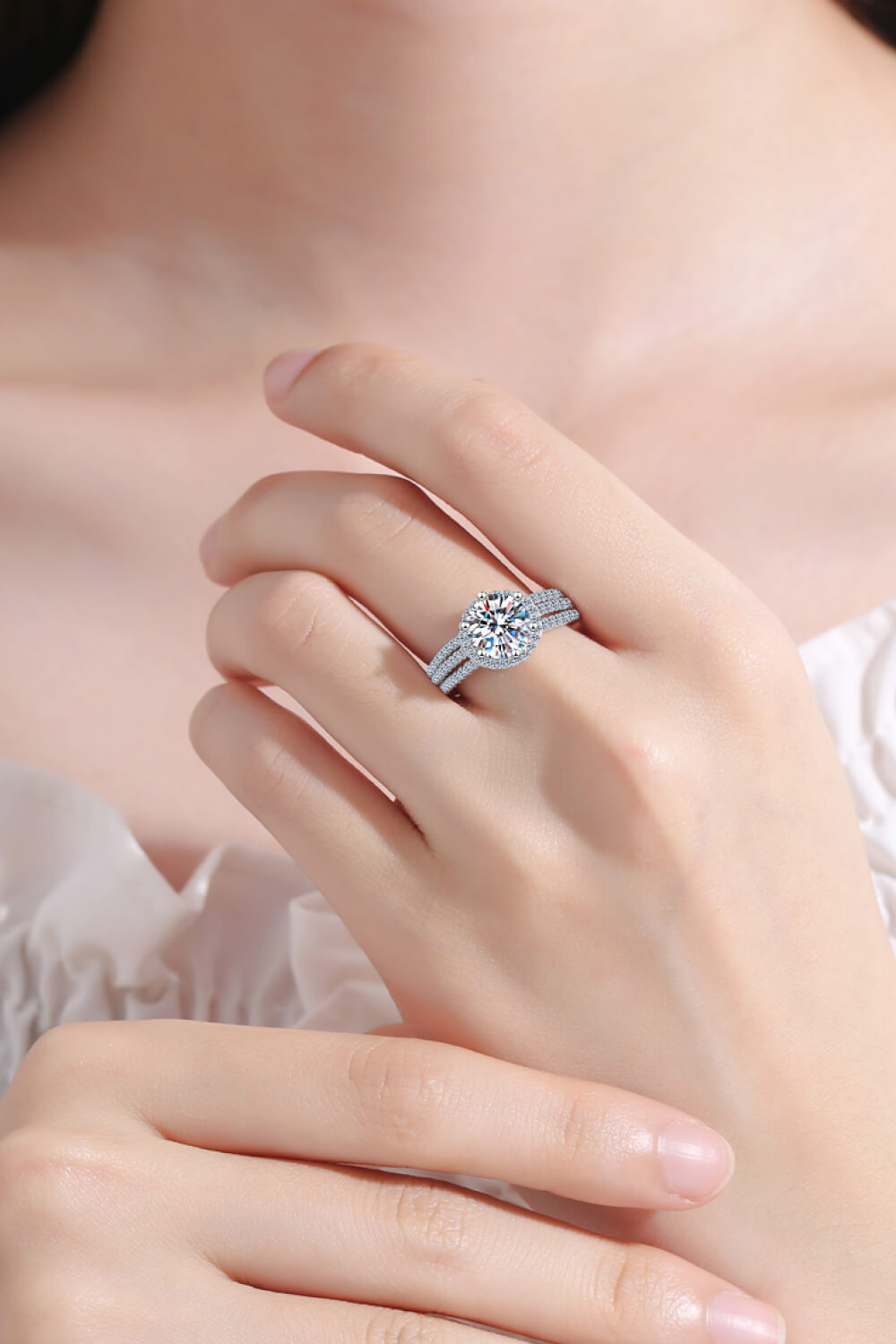 Sterling Silver Moissanite Ring-Teresa&#39;s Fashionista LLC