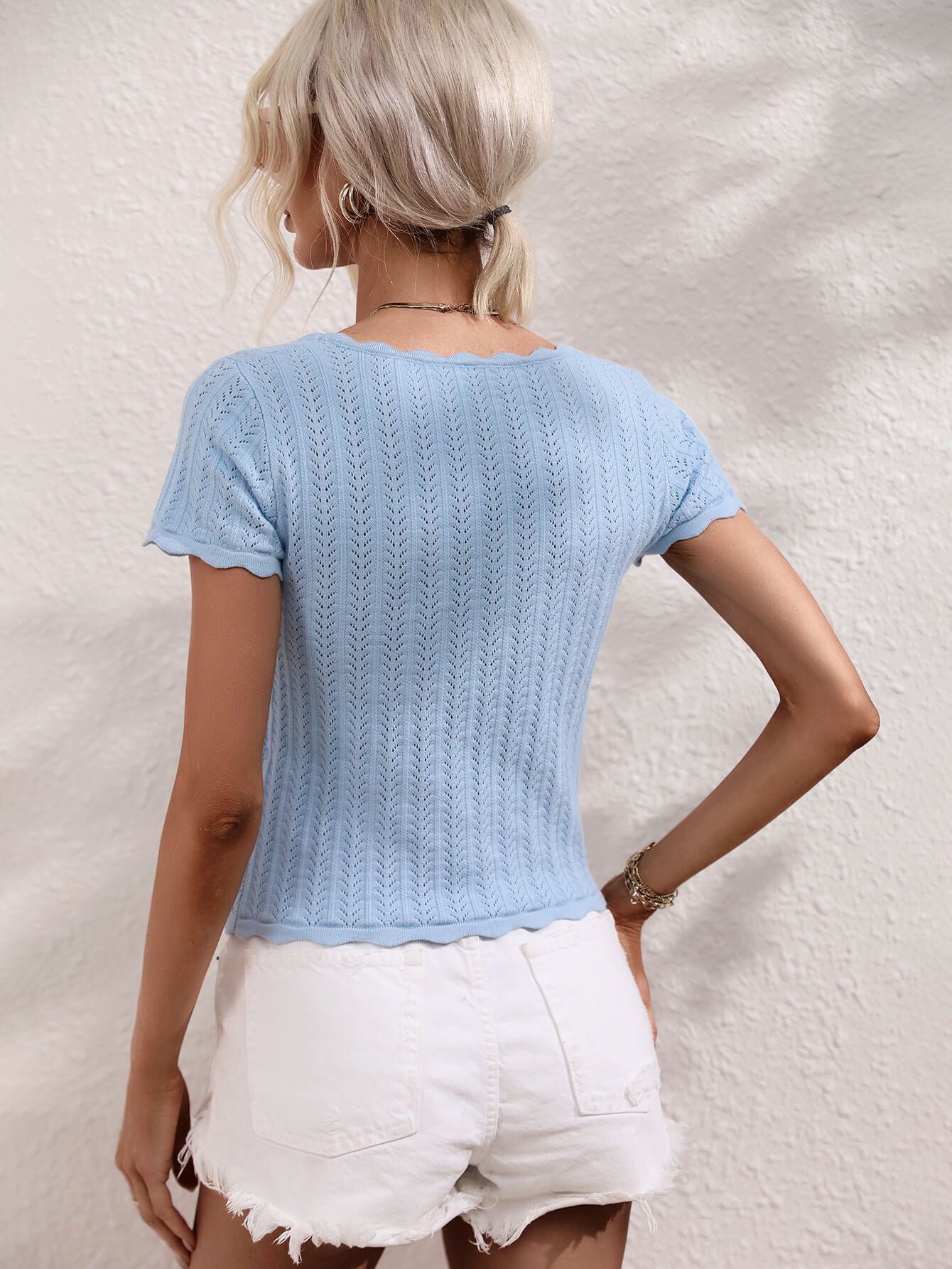 Scalloped Hem Square Neck Knit Top-Teresa&#39;s Fashionista LLC