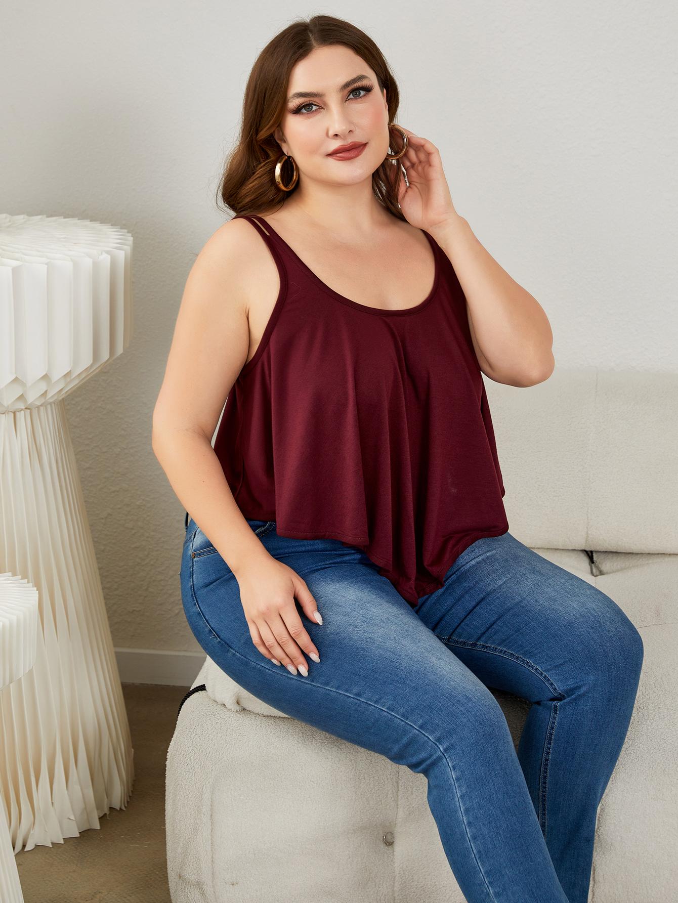 Plus Size Double-Strap Scoop Neck Cami-Teresa&#39;s Fashionista LLC