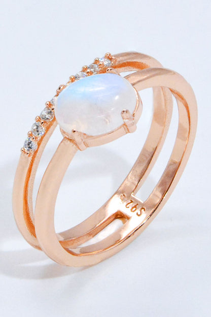 Natural Moonstone and Zircon Double-Layered Ring-Teresa&#39;s Fashionista LLC