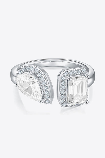 1 Carat Moissanite 925 Sterling Silver Open Ring-Teresa&#39;s Fashionista LLC