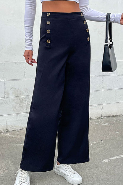 Double-Breasted Wide Leg Pants-Teresa&#39;s Fashionista LLC