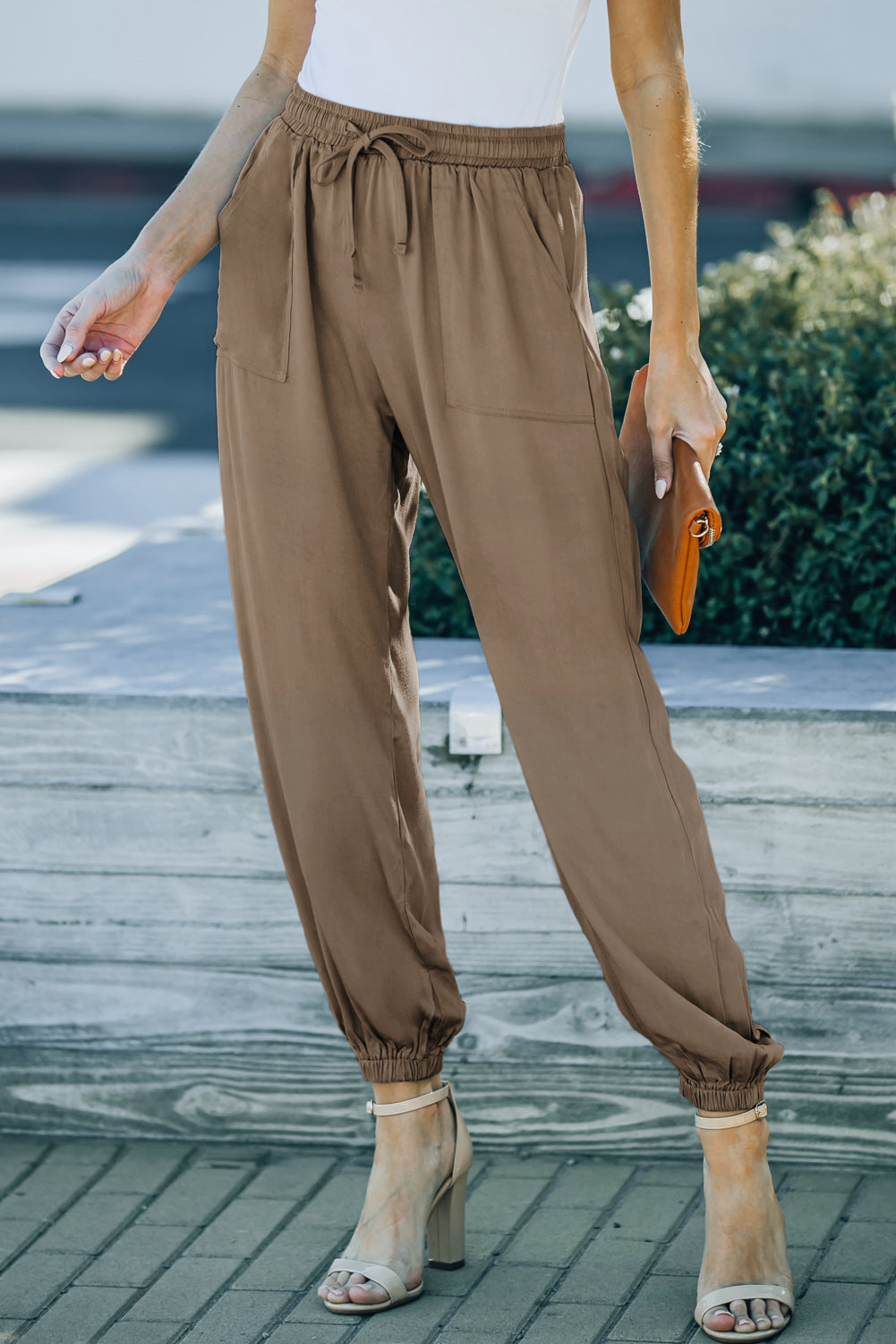 Drawstring Waist Joggers with Pockets-Teresa&#39;s Fashionista LLC