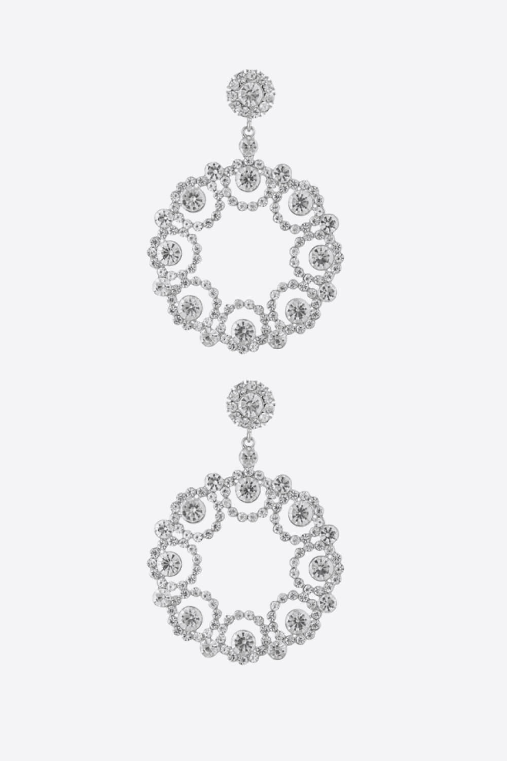 Alloy Rhinestone Round Drop Earrings-Teresa&#39;s Fashionista LLC