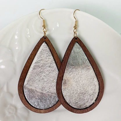 Teardrop Shape Wooden Dangle Earrings-Teresa&#39;s Fashionista LLC