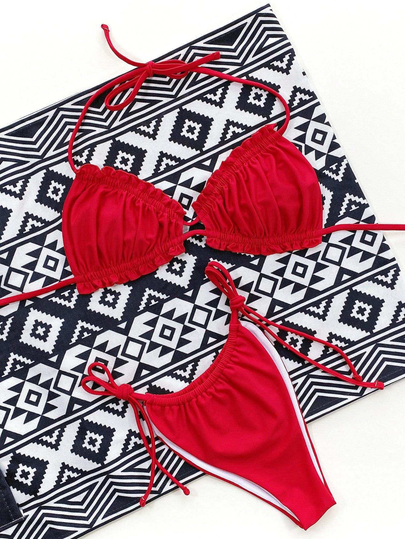 Frill Trill Halter Neck Bikini Set-Teresa&#39;s Fashionista LLC