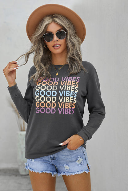 GOOD VIBES Graphic Sweatshirt-Teresa&#39;s Fashionista LLC