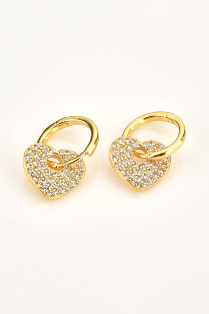 Zircon Heart Drop Huggie Earrings-Teresa&#39;s Fashionista LLC