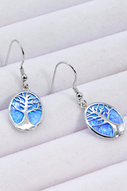 Opal Blue Platinum-Plated Drop Earrings-Teresa&#39;s Fashionista LLC