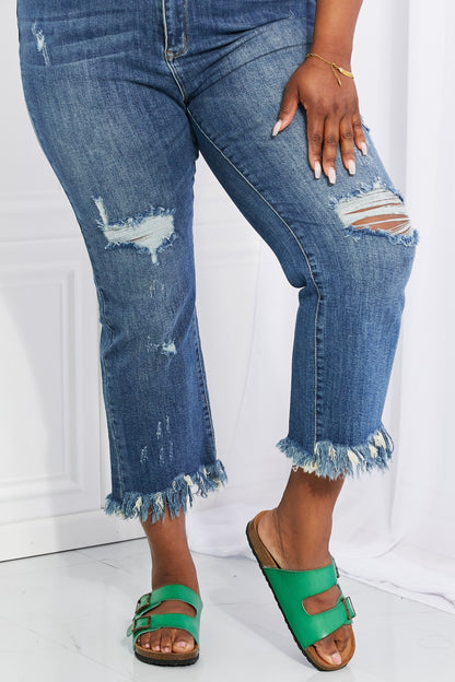 RISEN Full Size Undone Chic Straight Leg Jeans-Teresa&#39;s Fashionista LLC