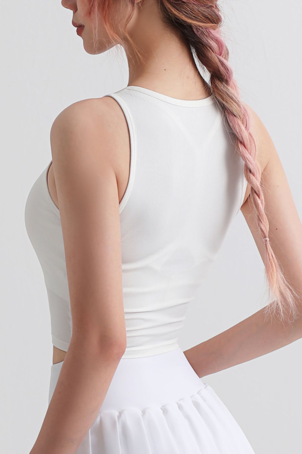 Notched Neck Cropped Sports Tank-Teresa&#39;s Fashionista LLC