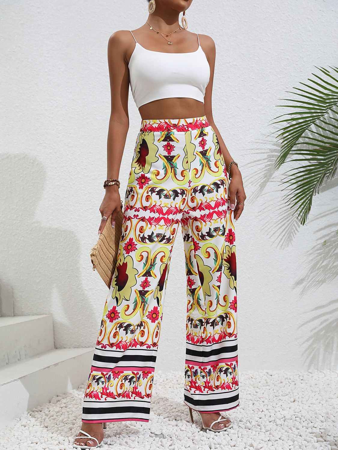 Printed High-Rise Wide Leg Pants-Teresa&#39;s Fashionista LLC