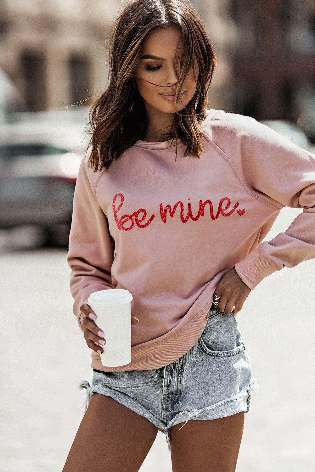 BE MINE Raglan Sleeve Sweatshirt-Teresa&#39;s Fashionista LLC