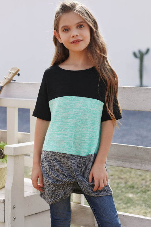 Girls Color Block Twisted Tunic Tee-Teresa&#39;s Fashionista LLC