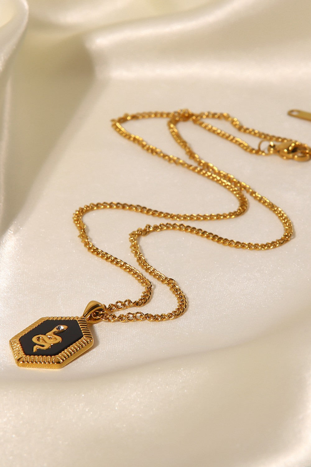 18K Gold Plated Snake Geometric Pendant Necklace-Teresa&#39;s Fashionista LLC