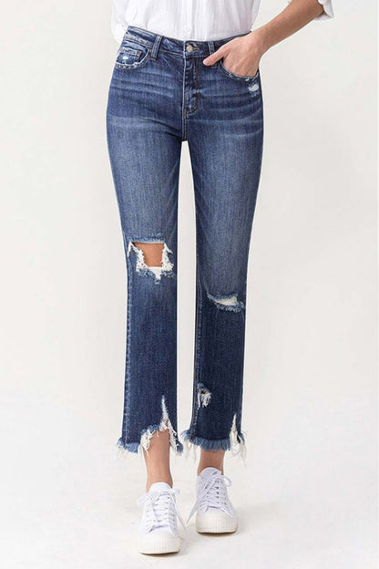 Lovervet Jackie Full Size High Rise Crop Straight Leg Jeans-Teresa&#39;s Fashionista LLC