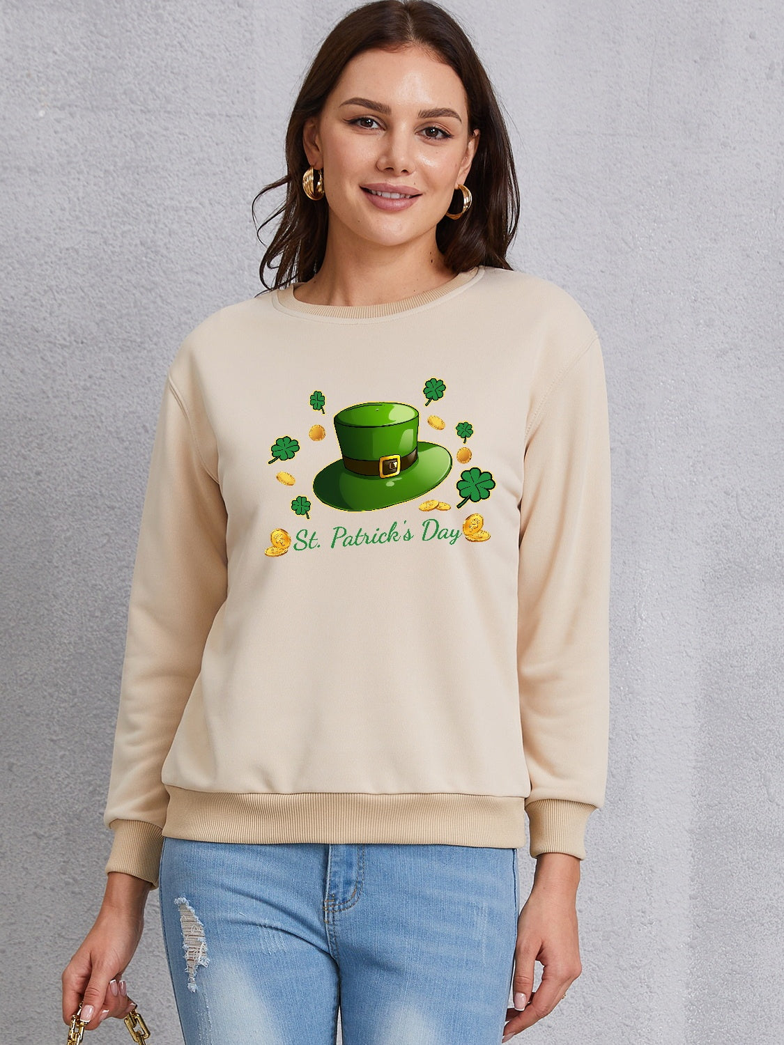 ST. PATRICK'S DAY Round Neck Sweatshirt-Teresa&#39;s Fashionista LLC