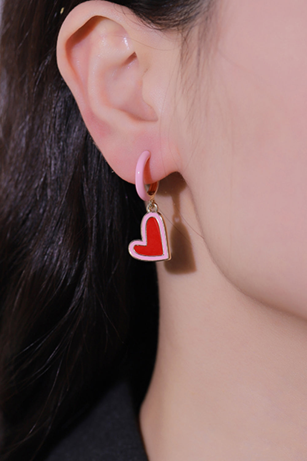 5-Pair Wholesale Contrast Heart-Shaped Drop Earrings-Teresa&#39;s Fashionista LLC