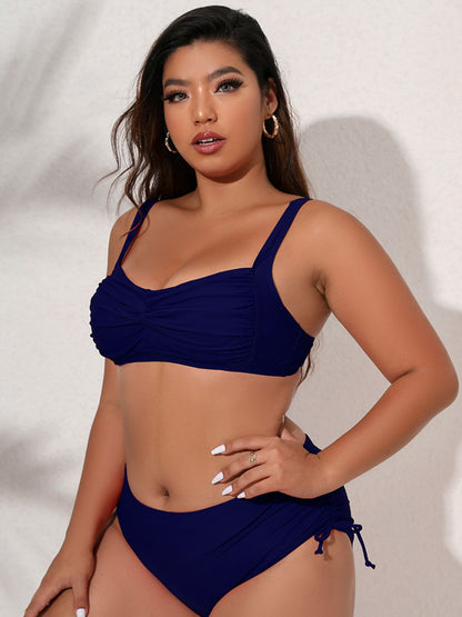 Plus Size Twist Front Tied Bikini Set-Teresa&#39;s Fashionista LLC