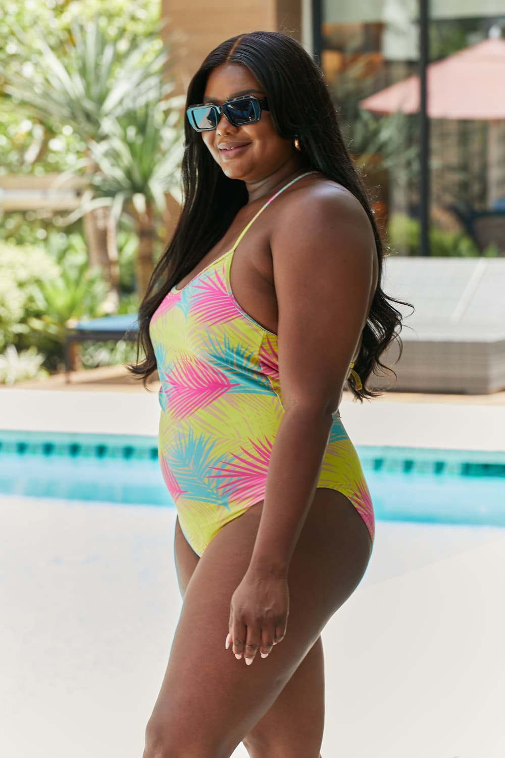 Marina West Swim High Tide One-Piece in Multi Palms-Teresa&#39;s Fashionista LLC