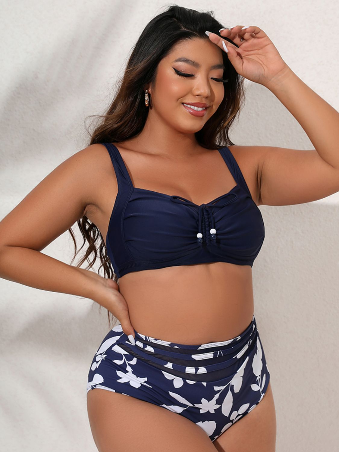 Plus Size Printed Gathered Detail Bikini Set-Teresa&#39;s Fashionista LLC