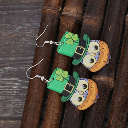 Owl Acrylic Dangle Earrings-Teresa&#39;s Fashionista LLC