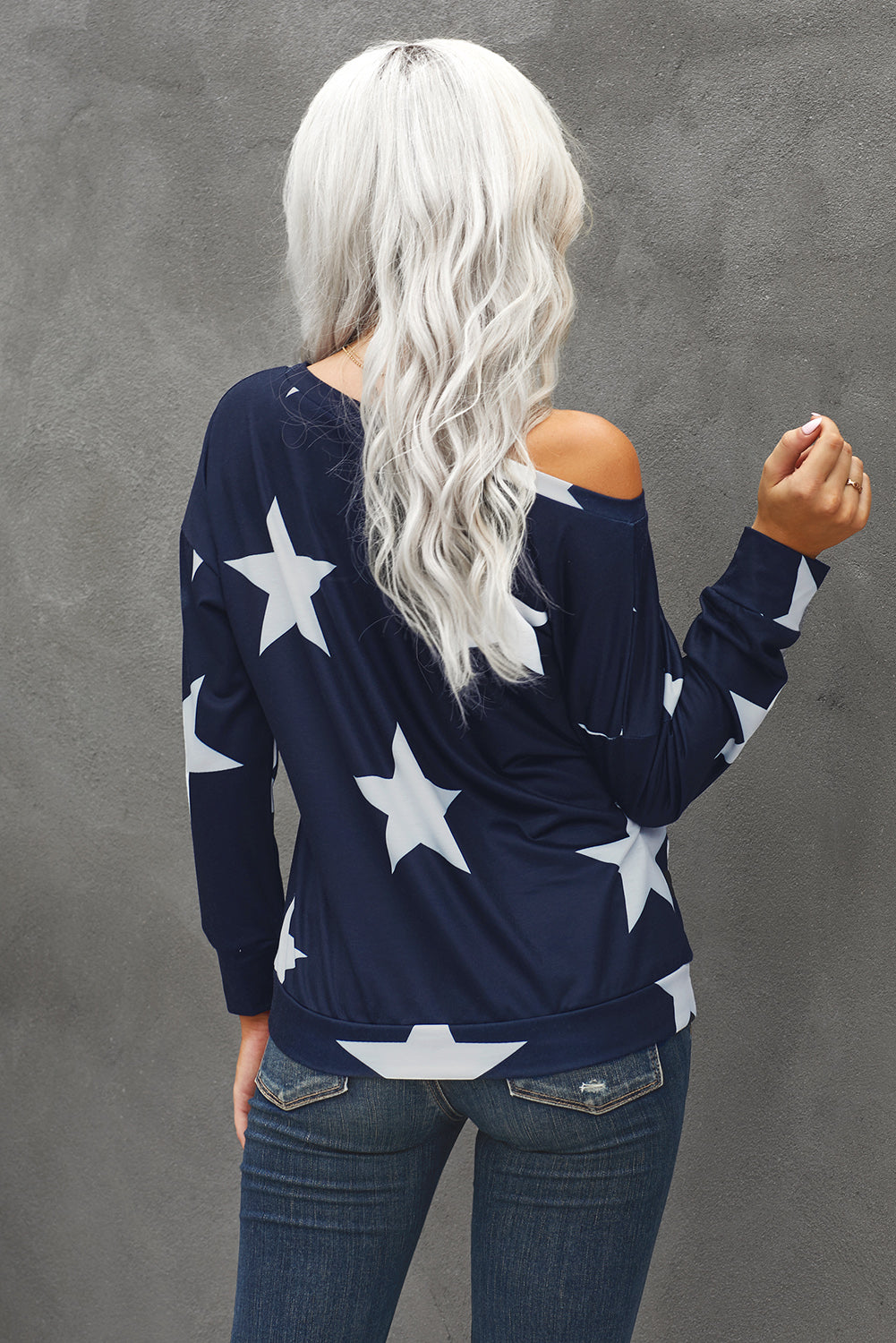 Star Print Long Sleeve Sweatshirt-Teresa&#39;s Fashionista LLC