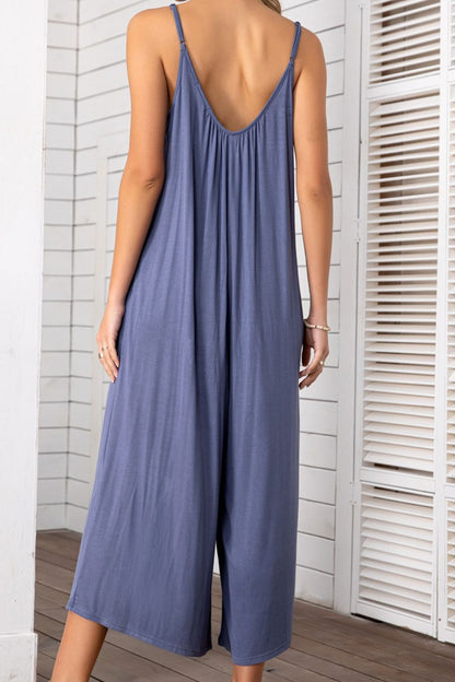 Spaghetti Strap Scoop Neck Jumpsuit-Teresa&#39;s Fashionista LLC