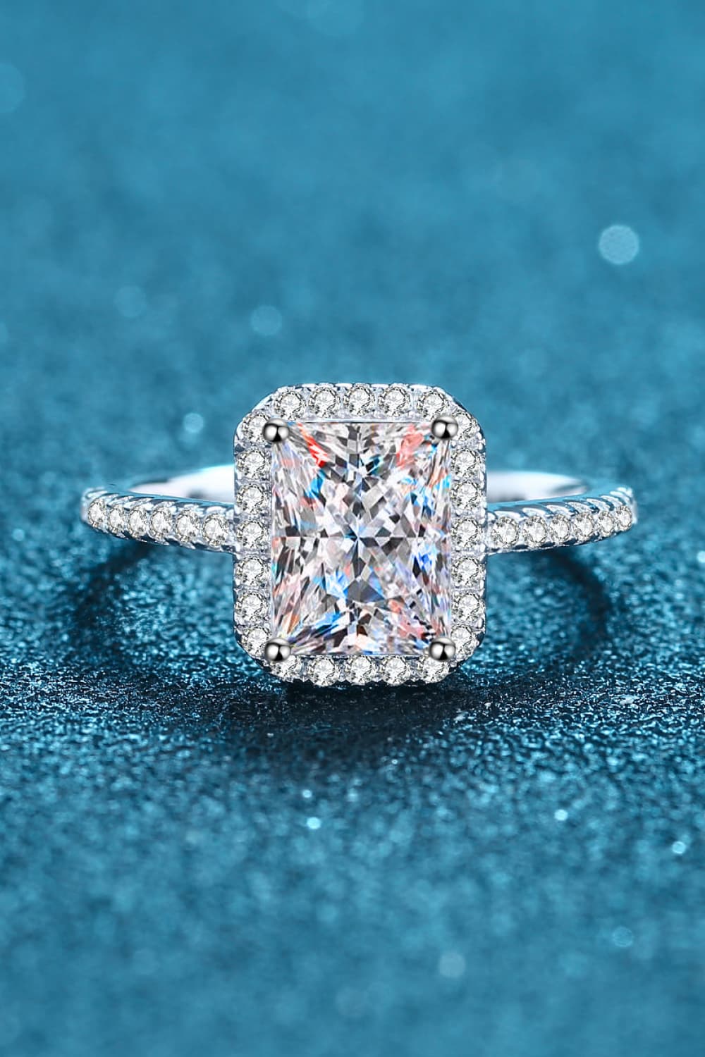 2 Carat Moissanite 925 Sterling Silver Halo Ring-Teresa&#39;s Fashionista LLC