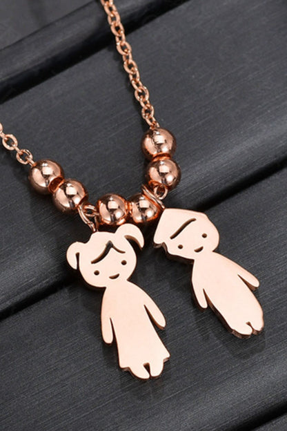 Boy and Girl Pendant Stainless Steel Necklace-Teresa&#39;s Fashionista LLC