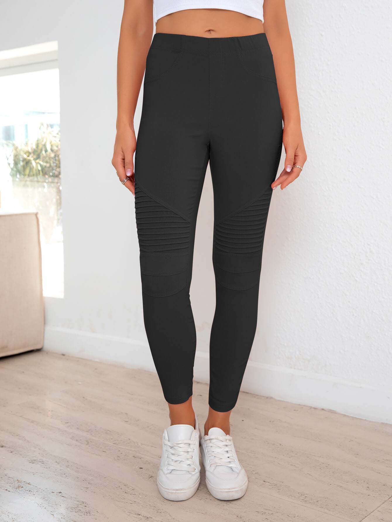 Ribbed Detail Leggings-Teresa&#39;s Fashionista LLC