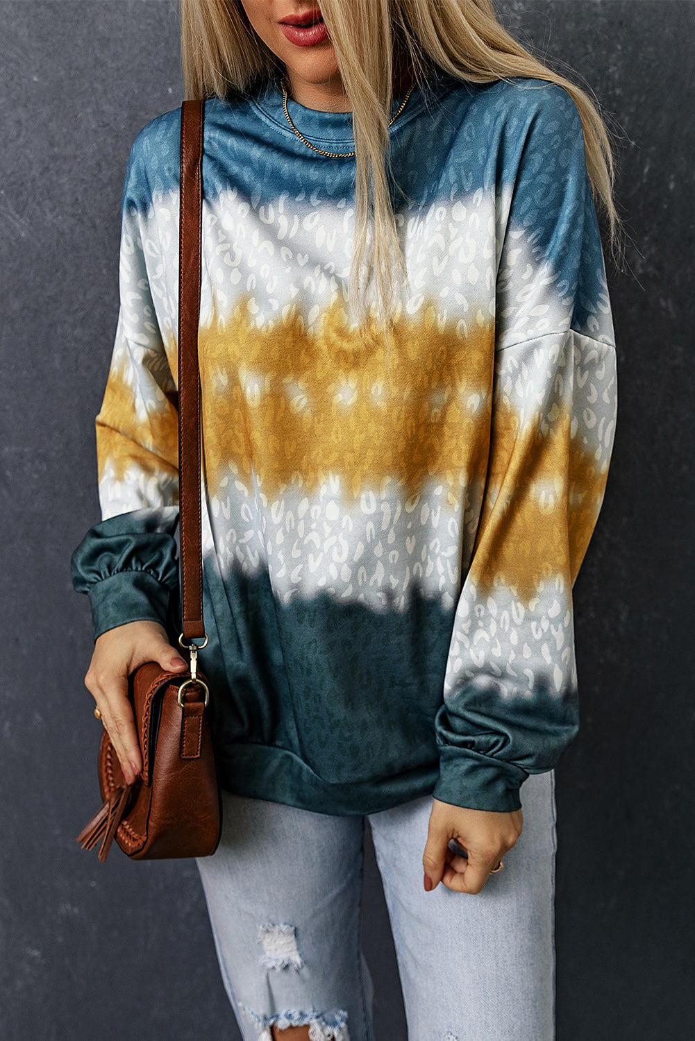 Leopard Tie-Dye Dropped Shoulder Sweatshirt-Teresa&#39;s Fashionista LLC