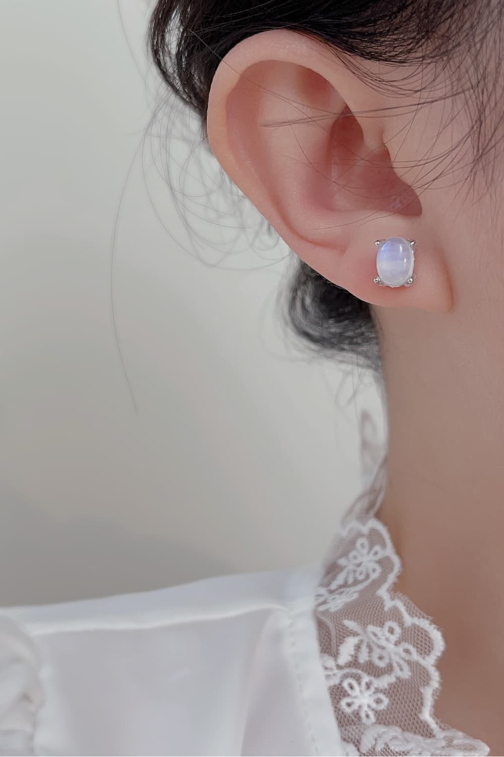 High Quality Natural Moonstone 925 Sterling Silver Stud Earrings-Teresa&#39;s Fashionista LLC