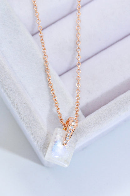 925 Sterling Silver Natural Moonstone Pendant Necklace-Teresa&#39;s Fashionista LLC