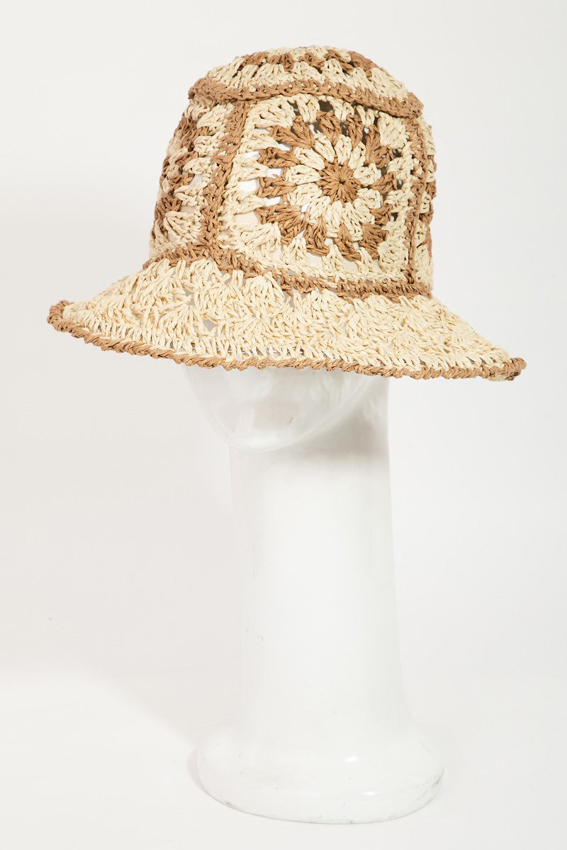 Fame Contrast Geometric Wide Brim Hat-Teresa&#39;s Fashionista LLC