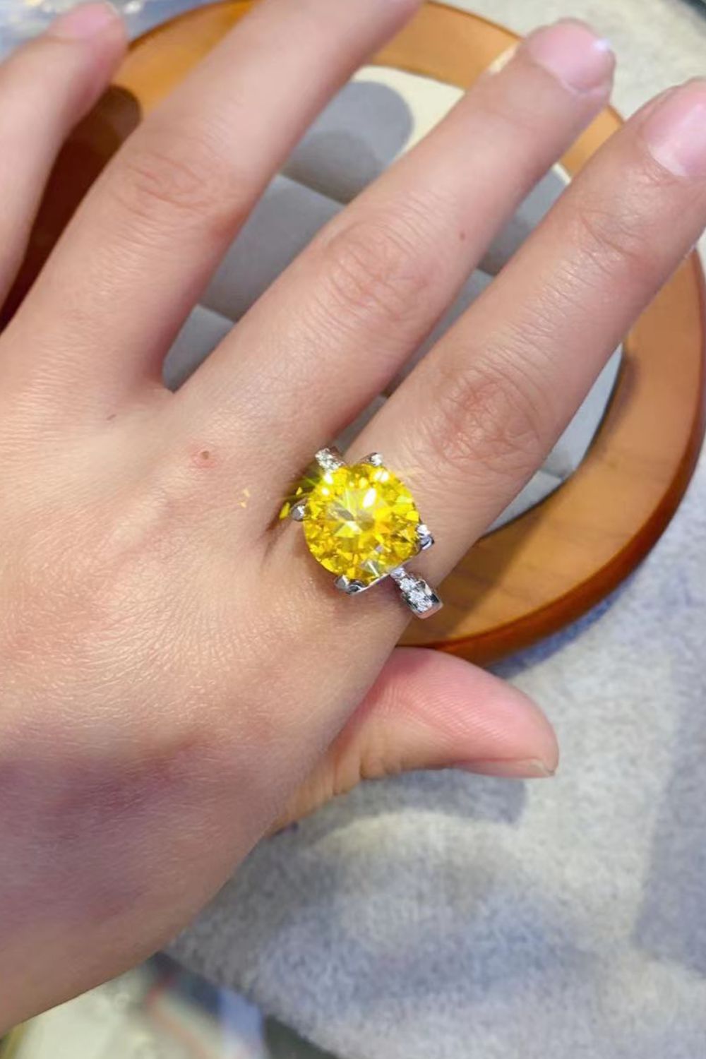 5 Carat Moissanite 925 Sterling Silver Ring in Banana Yellow-Teresa&#39;s Fashionista LLC