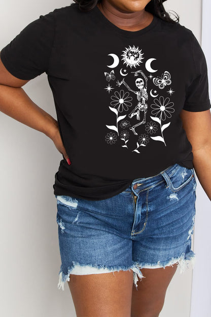 Simply Love Full Size Skeleton Graphic Cotton Tee-Teresa&#39;s Fashionista LLC