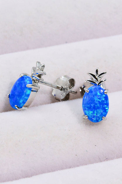 Opal Pineapple Platinum-Plated Earrings-Teresa&#39;s Fashionista LLC