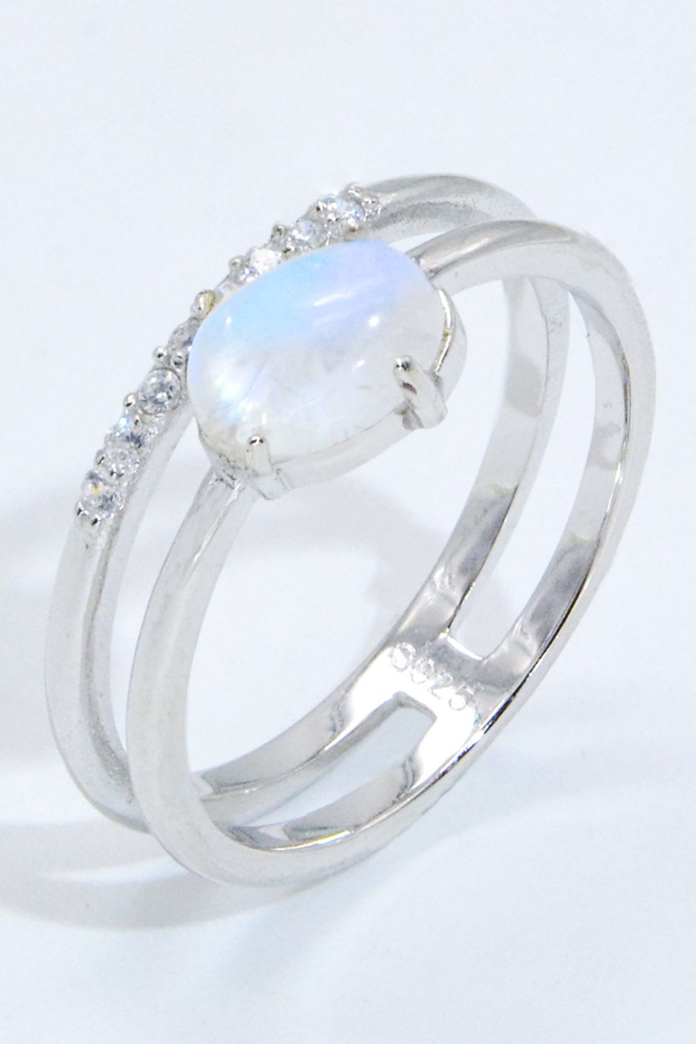 Natural Moonstone and Zircon Double-Layered Ring-Teresa&#39;s Fashionista LLC