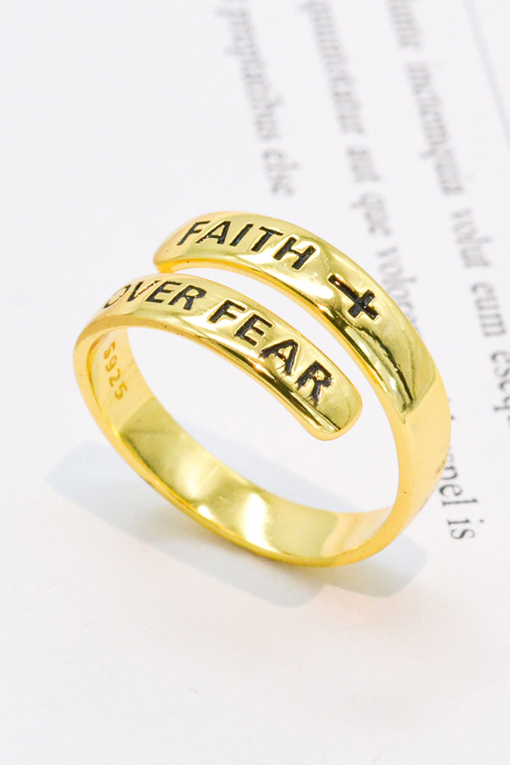 925 Sterling Silver FAITH OVER FEAR Bypass Ring-Teresa&#39;s Fashionista LLC