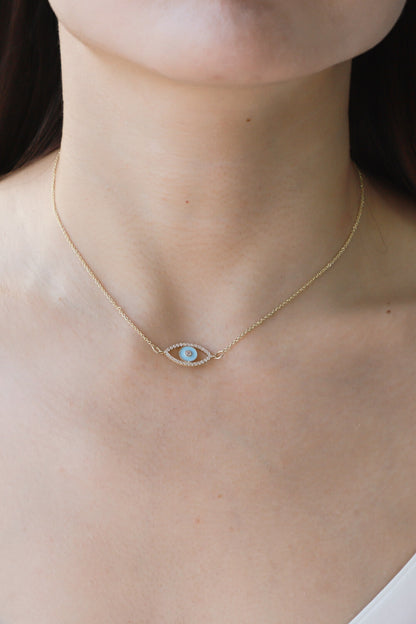 Evil Eye Pendant Gold Plated Chain Necklace-Teresa&#39;s Fashionista LLC